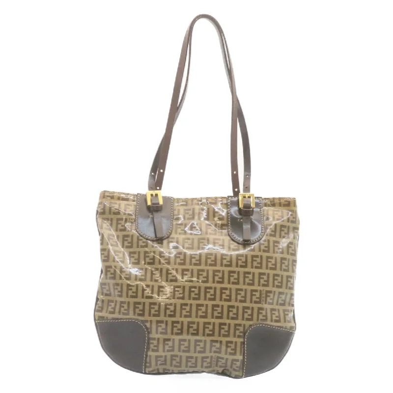 Affordable designer bag dupesFENDI Zucchino Canvas Mamma Baguette Shoulder Bag Enamel Brown Auth 34666