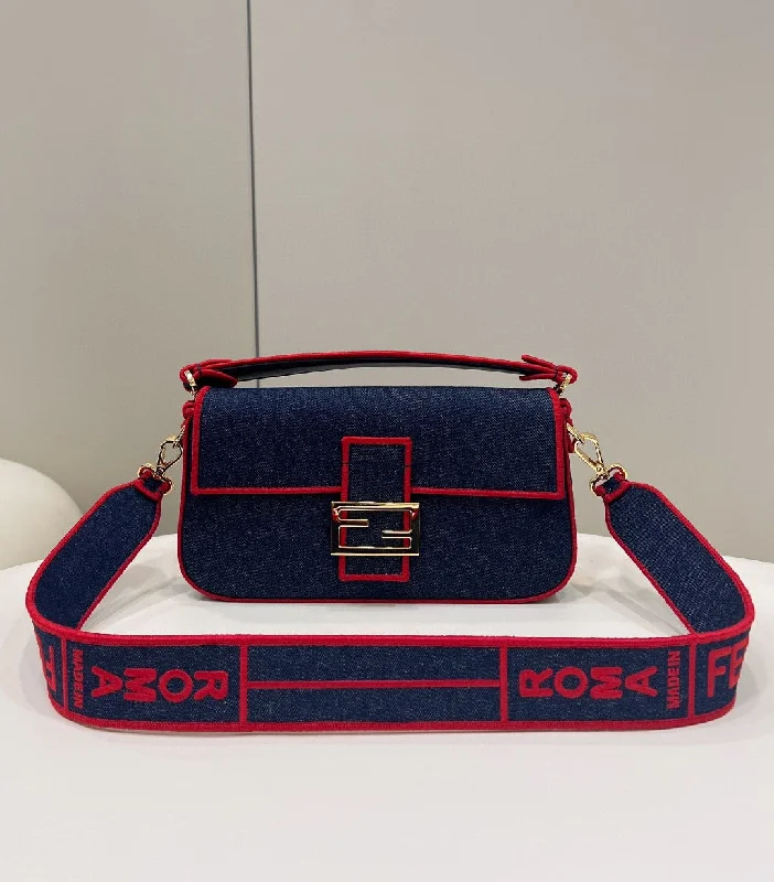 Stylish laptop bags for professionalsFendi Baguette Blue Denim Red Border Bag For Woman 26cm/10in