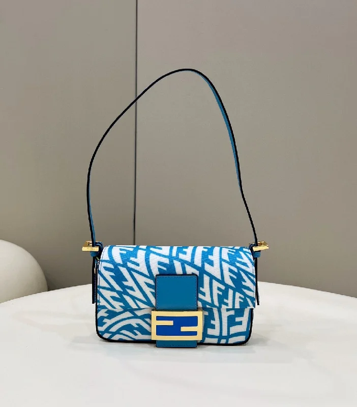 Compact crossbody bags for travelFendi Mini Baguatte 1997 Blue Glazed Bag For Woman 19.5cm/7.5in