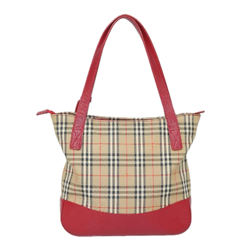 Affordable leather bagsBURBERRY Nova Check Tote Bag Canvas Beige Red  81053