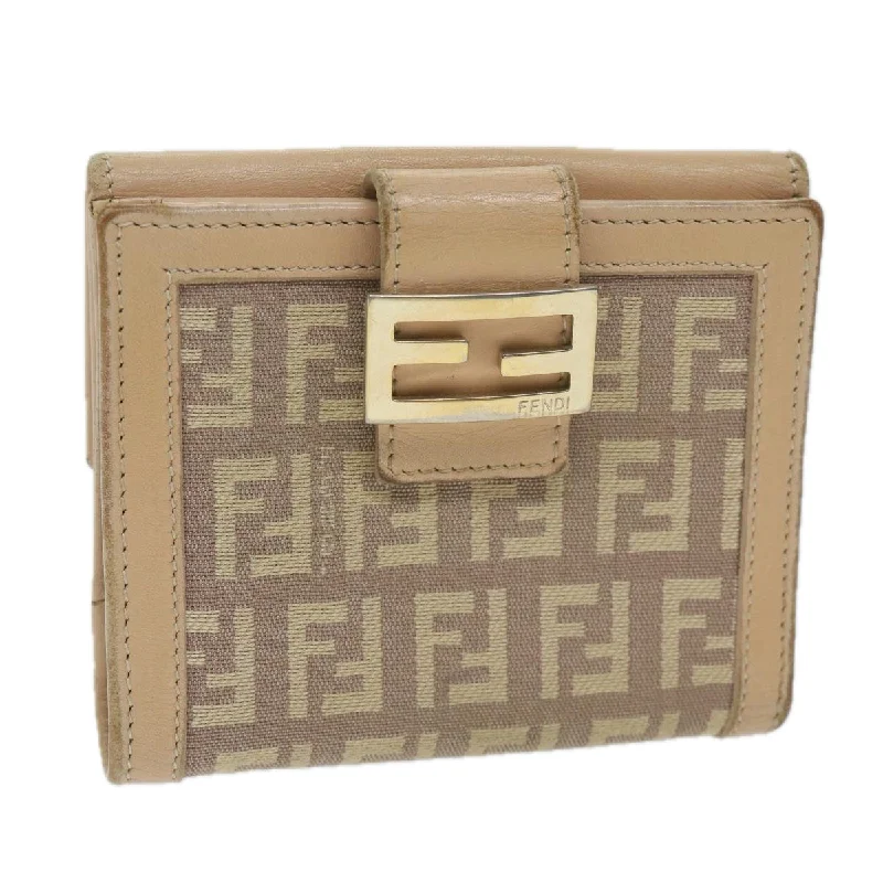 Affordable luxury bags FENDI Zucchino Canvas Mamma Wallet Beige  ai712