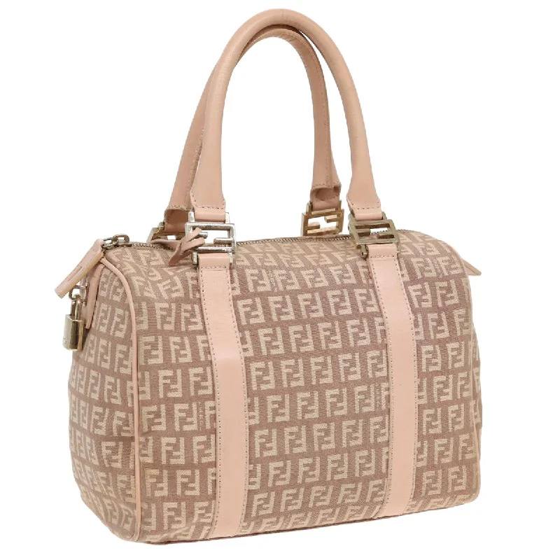 Designer bags with gold hardwareFENDI Zucchino Canvas Mini Boston Bag Pink  82685