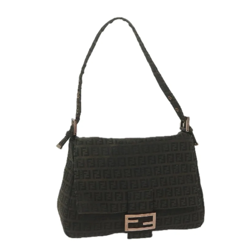 Designer bags for womenFENDI Zucchino Canvas Mamma Baguette Shoulder Bag Dark Brown  ep2515