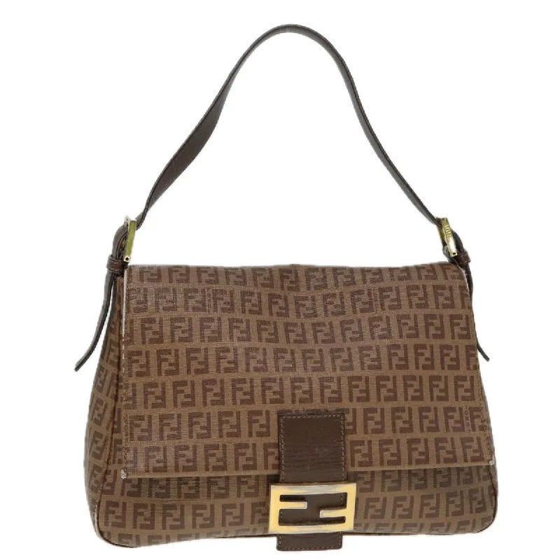 Luxury bags with exotic skinsFENDI Zucchino Canvas Mamma Baguette Shoulder Bag Brown Gold  ep5786