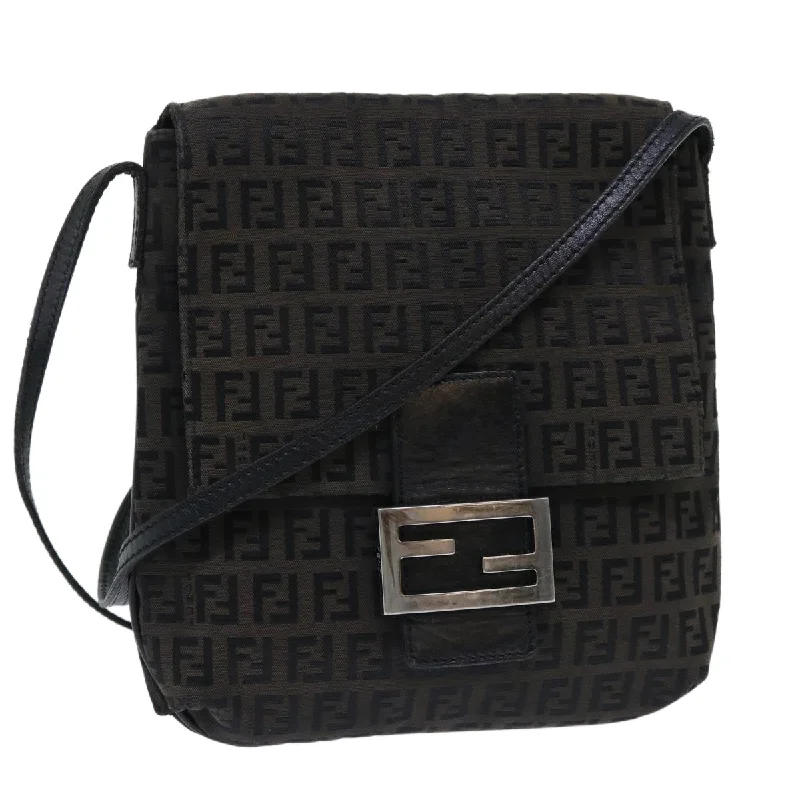 Mini bags for evening outFENDI Zucchino Canvas Mamma Baguette Shoulder Bag Black  51040