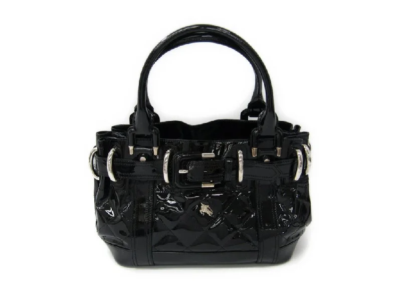 Affordable luxury bags Burberry Black Quilted Patent Leather Beaton Tote (SHA-13766)