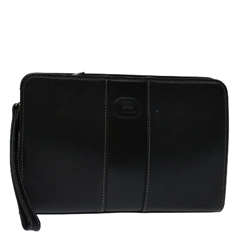 Minimalist leather handbagsBURBERRY Clutch Bag Leather Black Auth bs13248