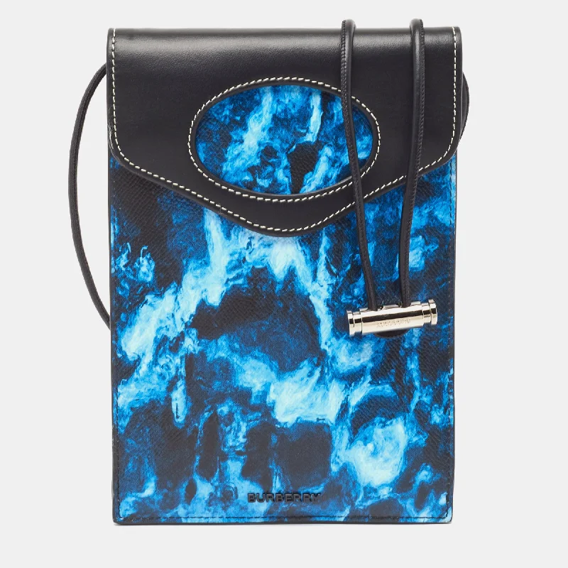 Best bags for weekend getawaysBURBERRY Blue/Black Water Camo Print Leather Pocket Phone Pouch Crossbody Bag