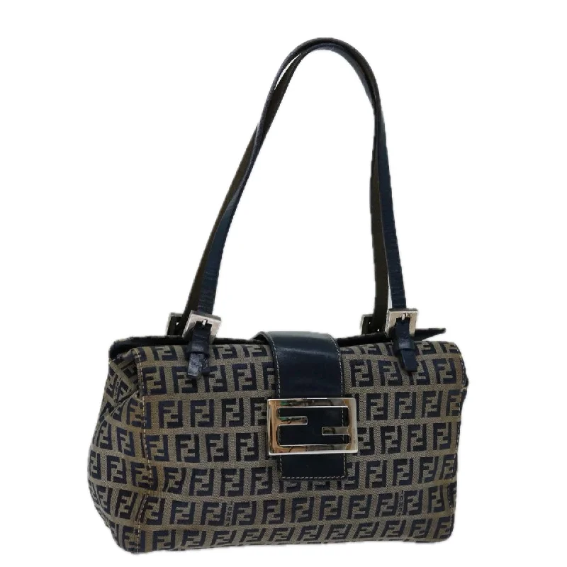 Designer bags with top handlesFENDI Zucchino Canvas Mamma Baguette Hand Bag Navy  67746