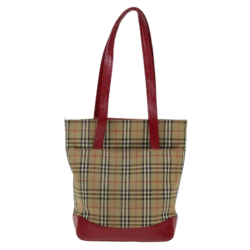 Luxury handbags 2025BURBERRY Nova Check Tote Bag Canvas Beige Red  75837