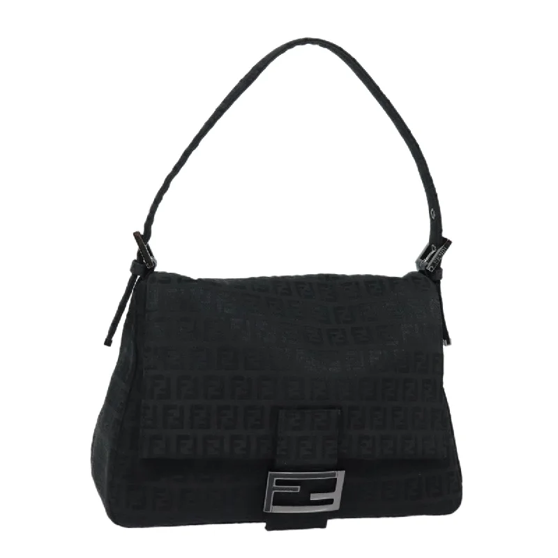 High-end designer bags for menFENDI Zucchino Canvas Mamma Baguette Shoulder Bag Black  yk13812A