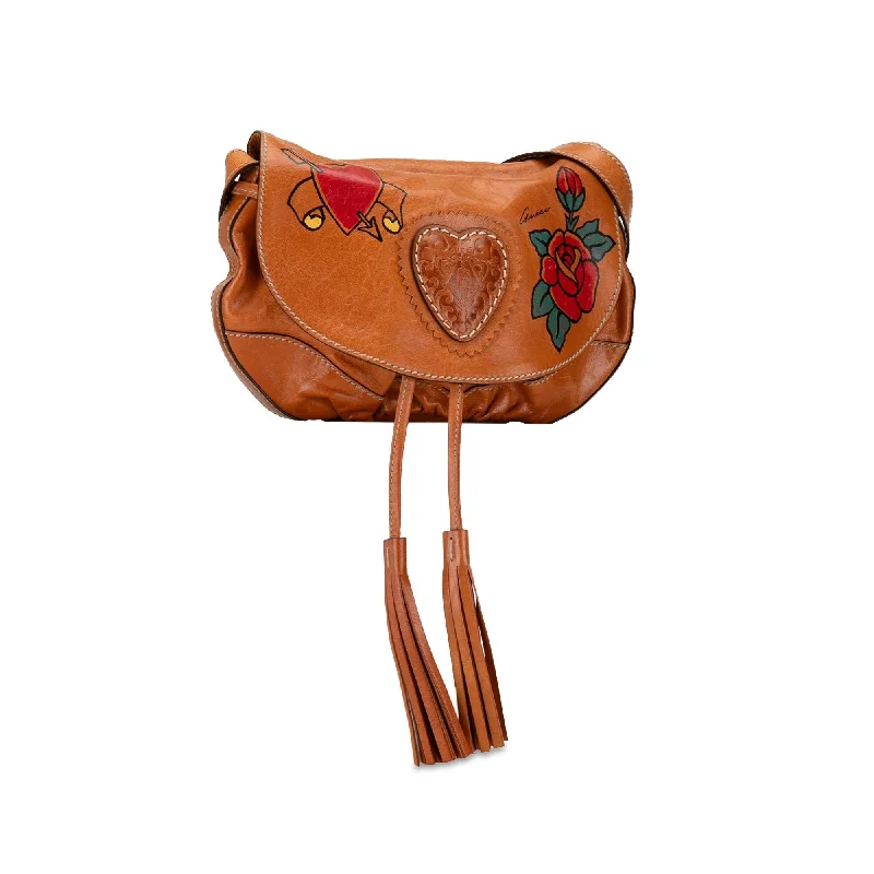 Vintage-inspired handbagsGucci Leather Tattoo Heart Tribeca Crossbody DWNAXw)