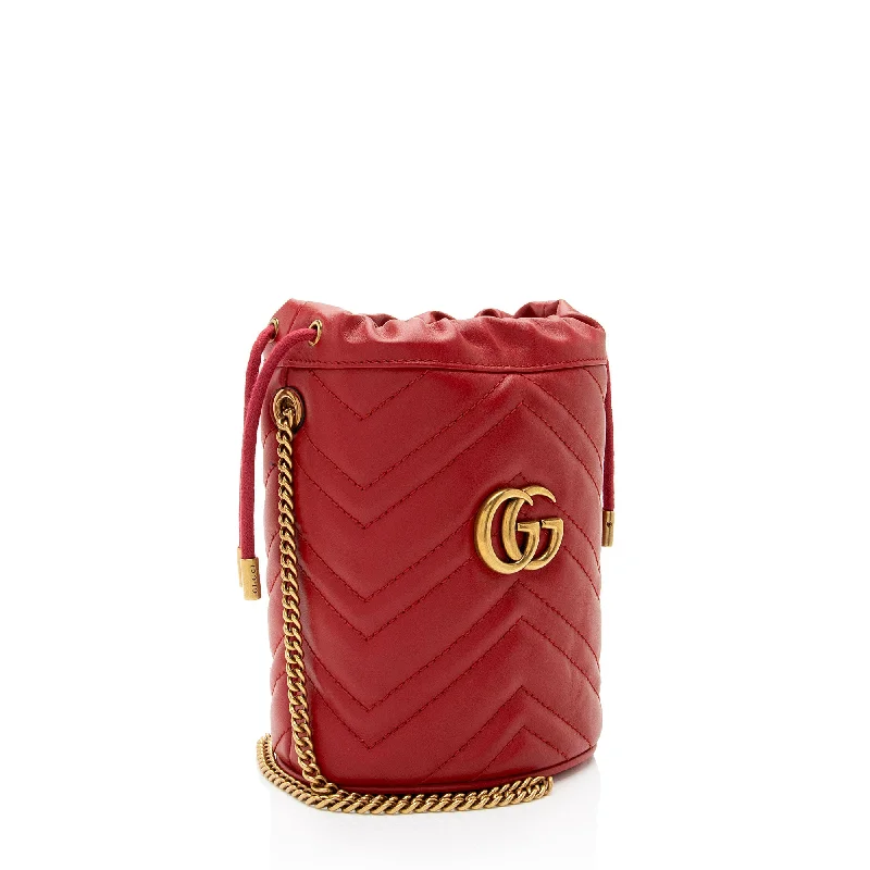 Designer bags with detachable strapsGucci Matelasse Leather GG Marmont Mini Bucket Bag (5Z20gx)