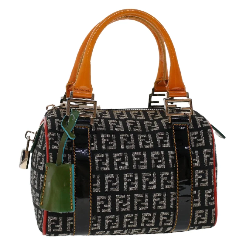 Eco-friendly tote bags for shoppingFENDI Zucchino Canvas Mini Boston Bag Black Multicolor  yk7905