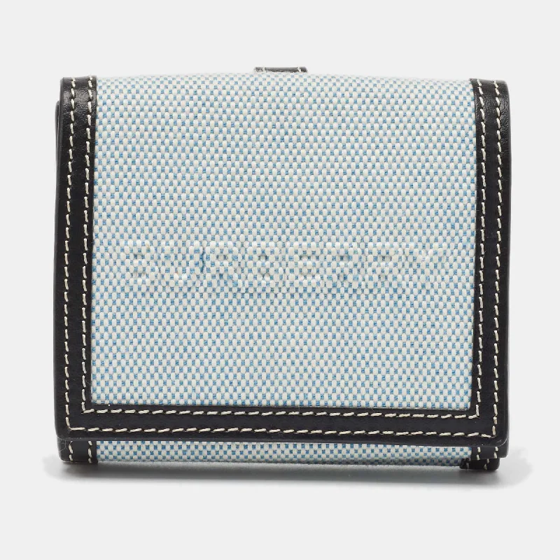 Designer bags with detachable strapsBURBERRY Blue/Black Canvas and Leather Luna Compact Wallet