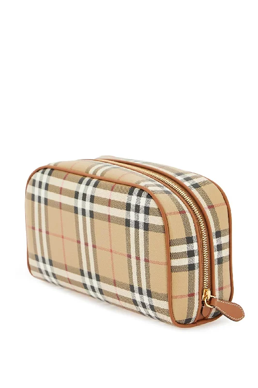 Durable leather bags for daily useBurberry Faux Leather Tartan Beauty Case Women