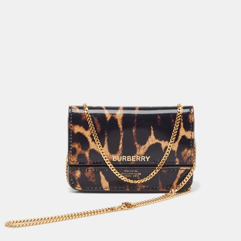 Best bags for photographersBURBERRY Black/Brown Leopard Print Leather Jody Chain Card Case