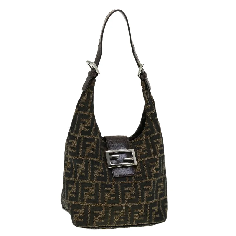 Designer bags with top handlesFENDI ZuccaCanvas Mamma Baguette Shoulder Bag Brown  ar7283