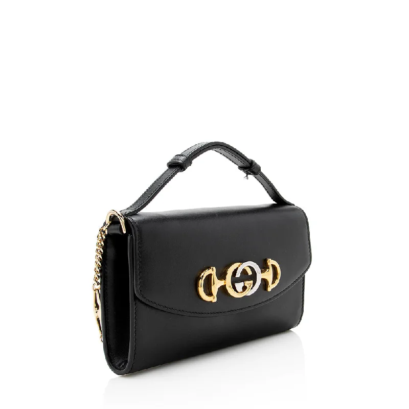 Designer bags with gold hardwareGucci Leather Zumi Mini Bag (18177)