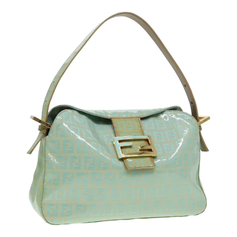 Vegan leather handbagsFENDI Zucchino Canvas Mamma Baguette Shoulder Bag Enamel Gold Green  ep5220