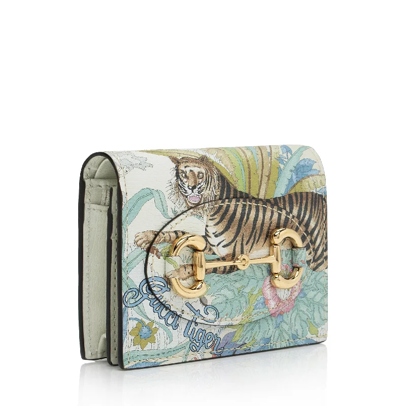 Compact crossbody bags for travelGucci Leather Tiger Horsebit 1955 Card Holder (dh10uh)