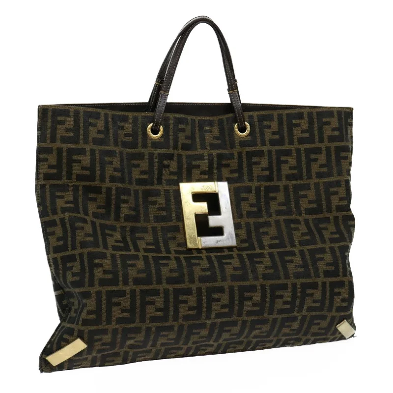 Designer bags with top handlesFENDI Zucca Canvas Hand Bag Brown Black  bs13299