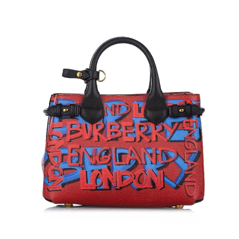 Trendy bucket bags for summerBurberry Graffiti Banner Leather Satchel (SHG-17018)