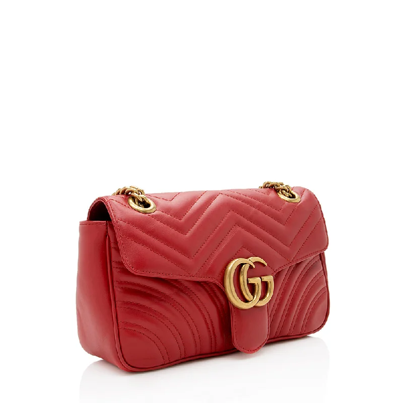 Affordable leather bagsGucci Matelasse Leather GG Marmont Small Flap Shoulder Bag (13400)