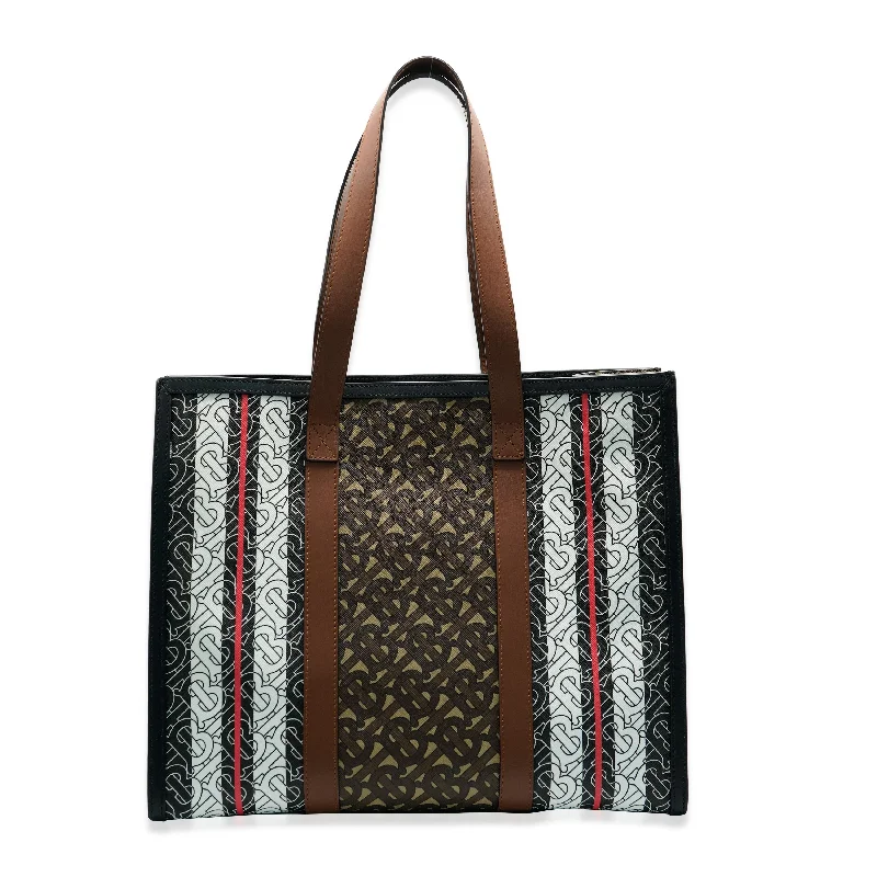 Affordable designer bag dupesBURBERRY Bridle Canvas Monogram Stripe E-Canvas Tote