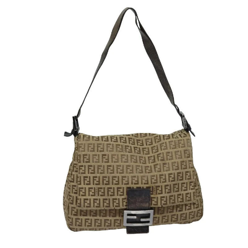 Eco-friendly tote bags for shoppingFENDI Zucchino Canvas Mamma Baguette Shoulder Bag Brown  79849