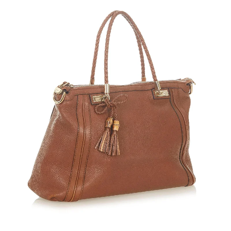 Affordable leather bagsGucci Marrakech Leather Tote Bag (32162)