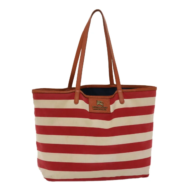 Eco-friendly tote bags for shoppingBURBERRY Blue Label Tote Bag Canvas Red White Auth bs6604