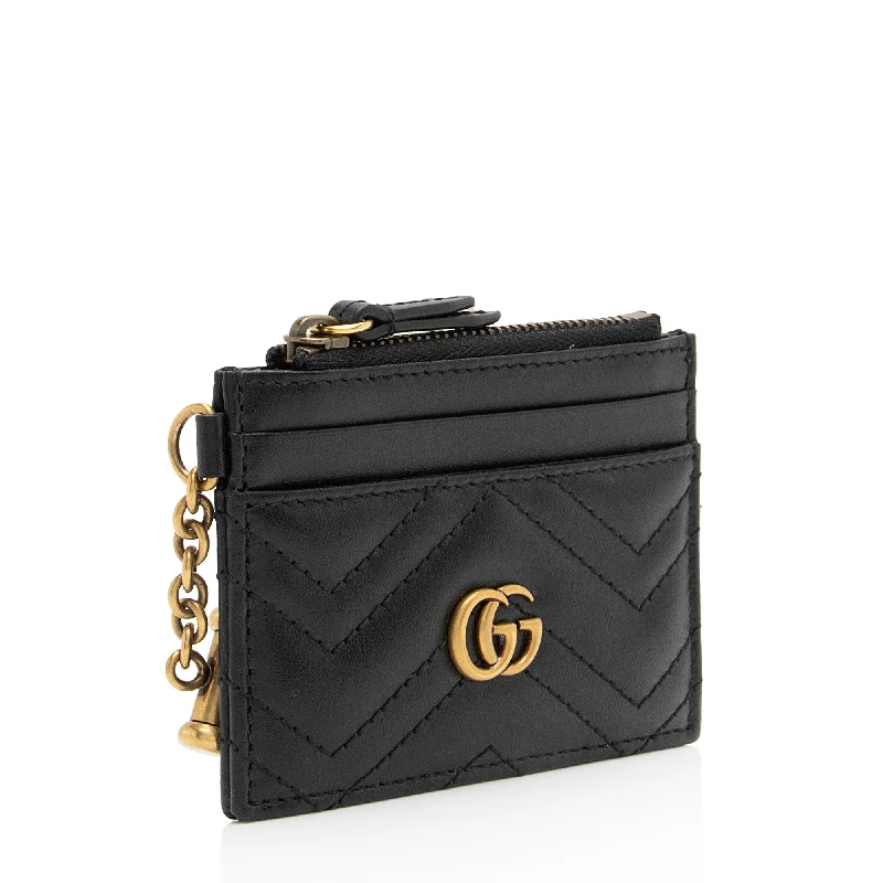 Best-selling designer bags 2025Gucci Matelasse Leather GG Marmont Keychain Card Holder (amPgBl)