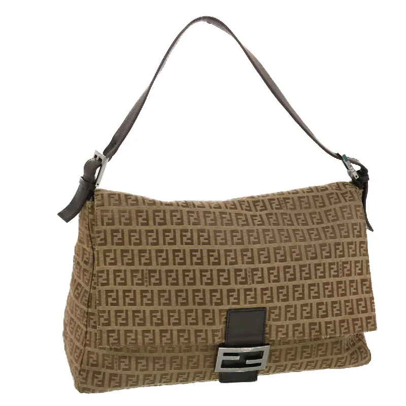 Trendy bucket bags for summerFENDI Zucchino Canvas Mamma Baguette Shoulder Bag Brown  bs5280