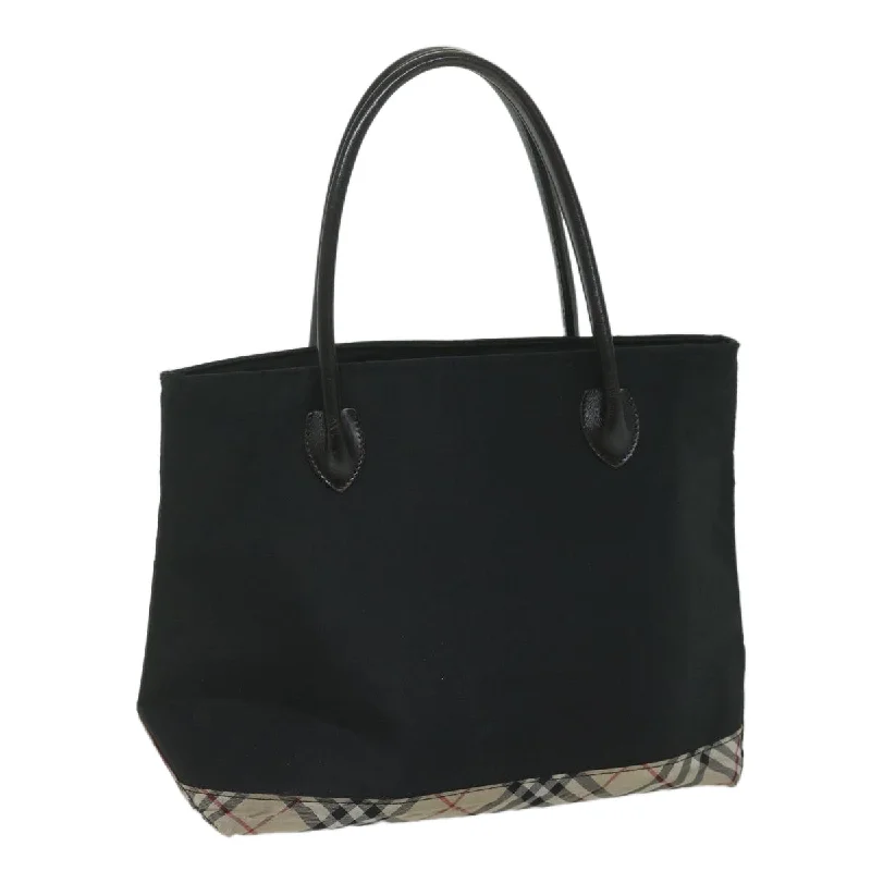 Designer bags with top handlesBURBERRY Blue Label Tote Bag Nylon Black Auth bs10845