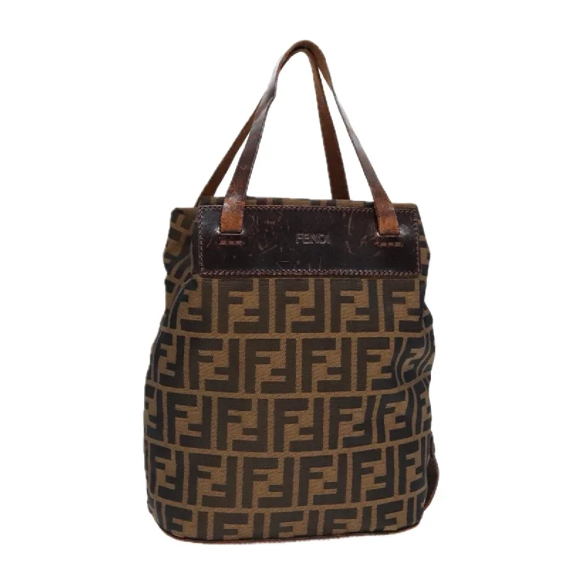 Vintage-inspired handbagsFENDI Zucca Canvas Hand Bag Brown Black Silver  92553