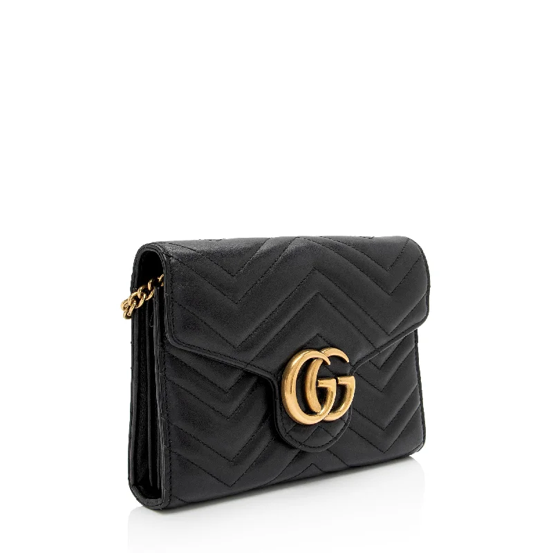 Designer bags with top handlesGucci Matelasse Leather GG Marmont Mini Wallet on Chain Bag (0WR0OD)