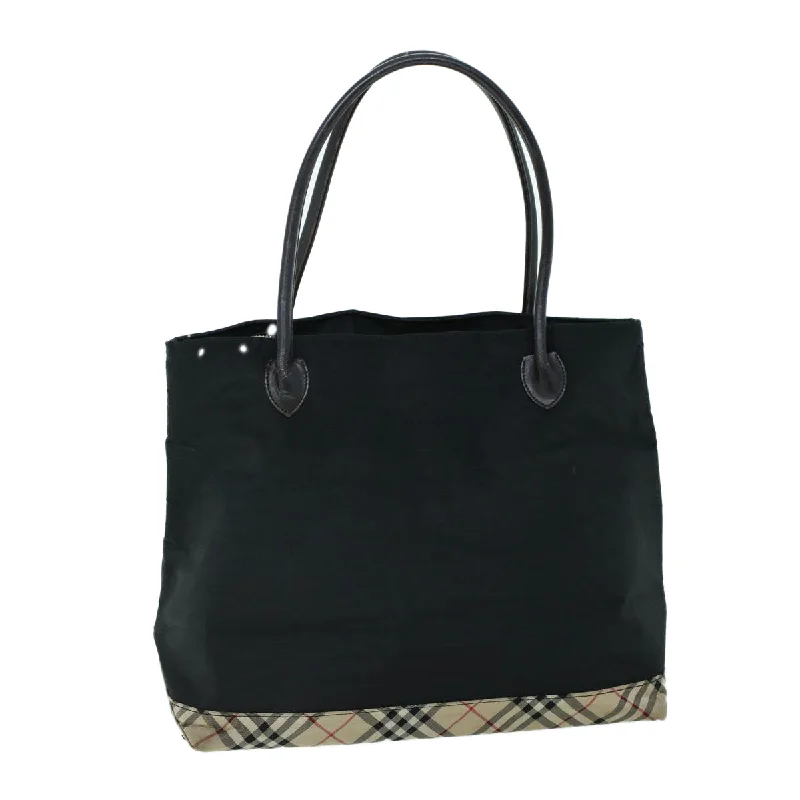 Designer bags with gold hardwareBURBERRY Nova Check Shoulder Bag Nylon Leather Beige Black Auth 53791