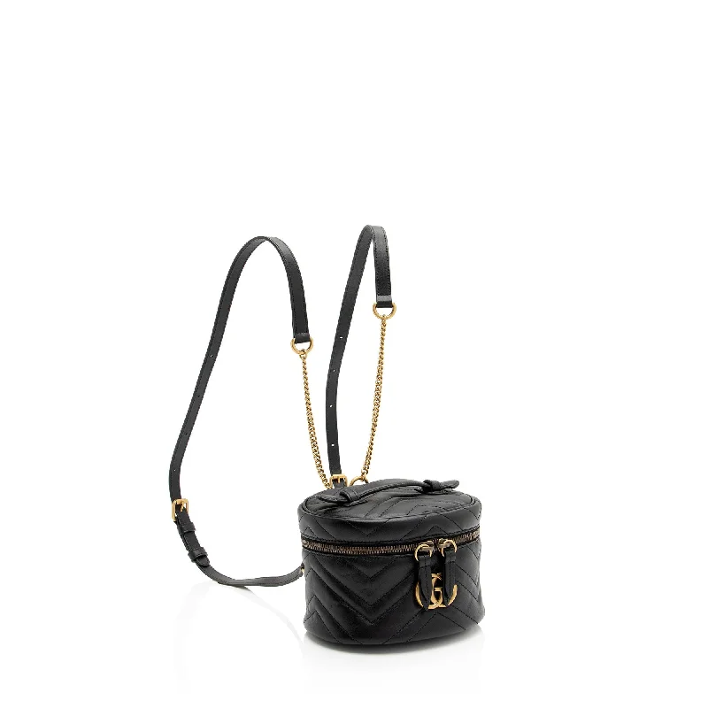 Vintage-inspired handbagsGucci Matelasse Leather GG Marmont Round Mini Backpack (nSn7Zg)