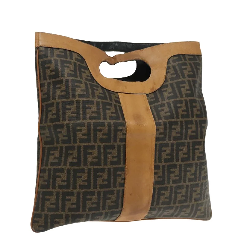 Affordable luxury bags FENDI Zucca Canvas Hand Bag Brown Black  95414