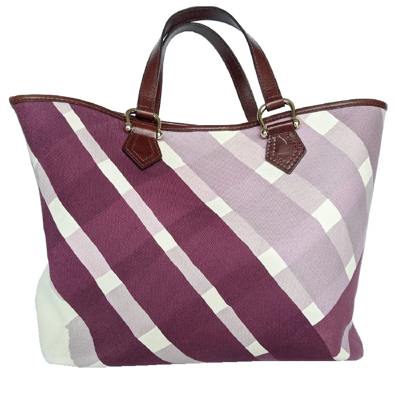 Designer bags with detachable strapsBurberry Canvas Purple Check Print Tote