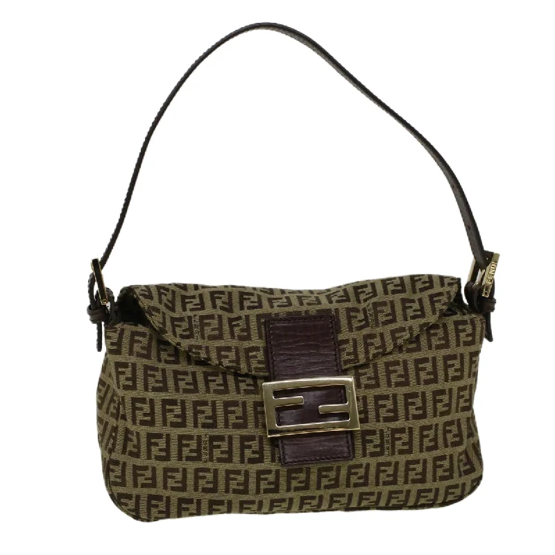 Best-selling designer bags 2025FENDI Zucchino Canvas Mamma Baguette Shoulder Bag Brown  57292