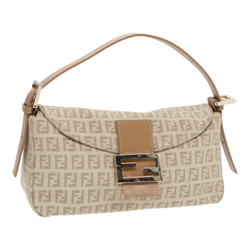 Crossbody bags for everyday useFENDI Zucchino Canvas Mamma Baguette Shoulder Bag Beige Gold  yk15046A