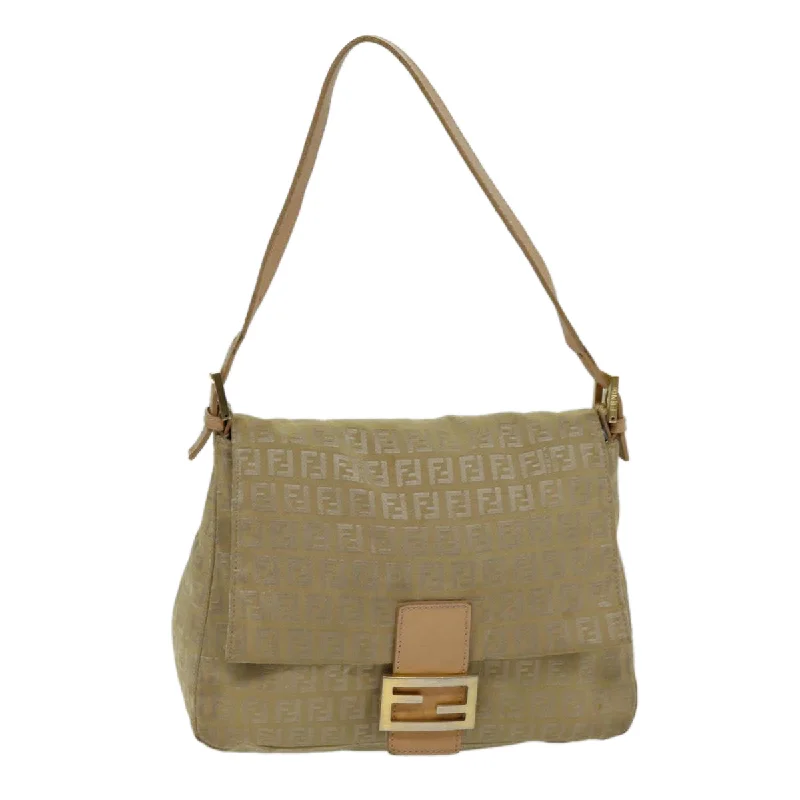 Luxury bags with exotic skinsFENDI Zucchino Canvas Mamma Baguette Shoulder Bag Beige  fm3459