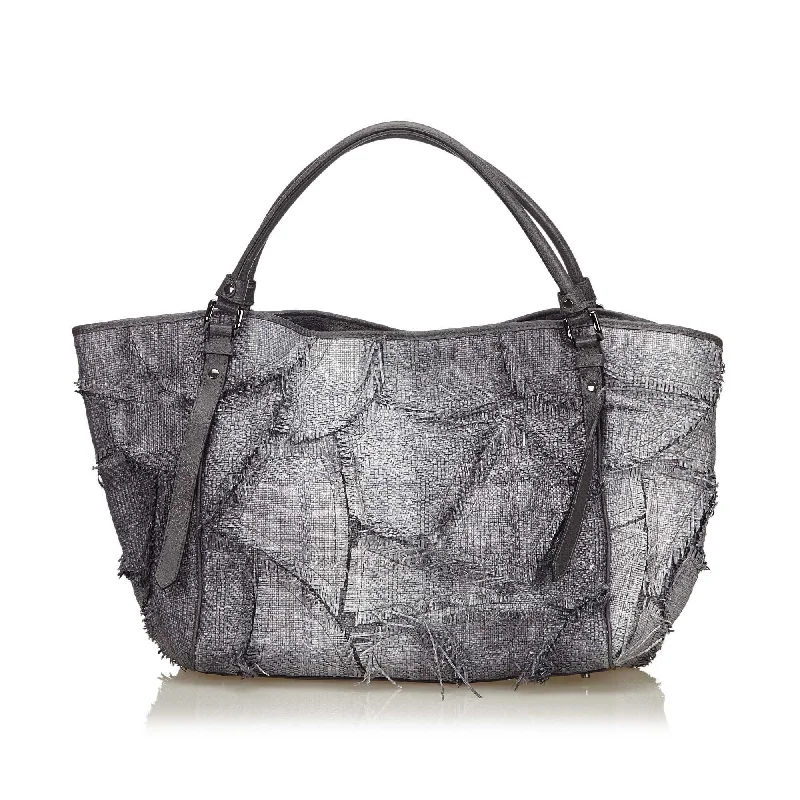 Minimalist leather handbagsBurberry Gray Chemical Fiber Fabric Tote Bag United Kingdom