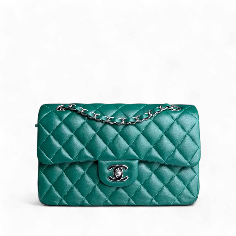 Best-selling designer bags 2025Chanel Classic Flap Small - Lambskin 23CM Quilted  Double Flap Dark Green Silver Hardware Series 25