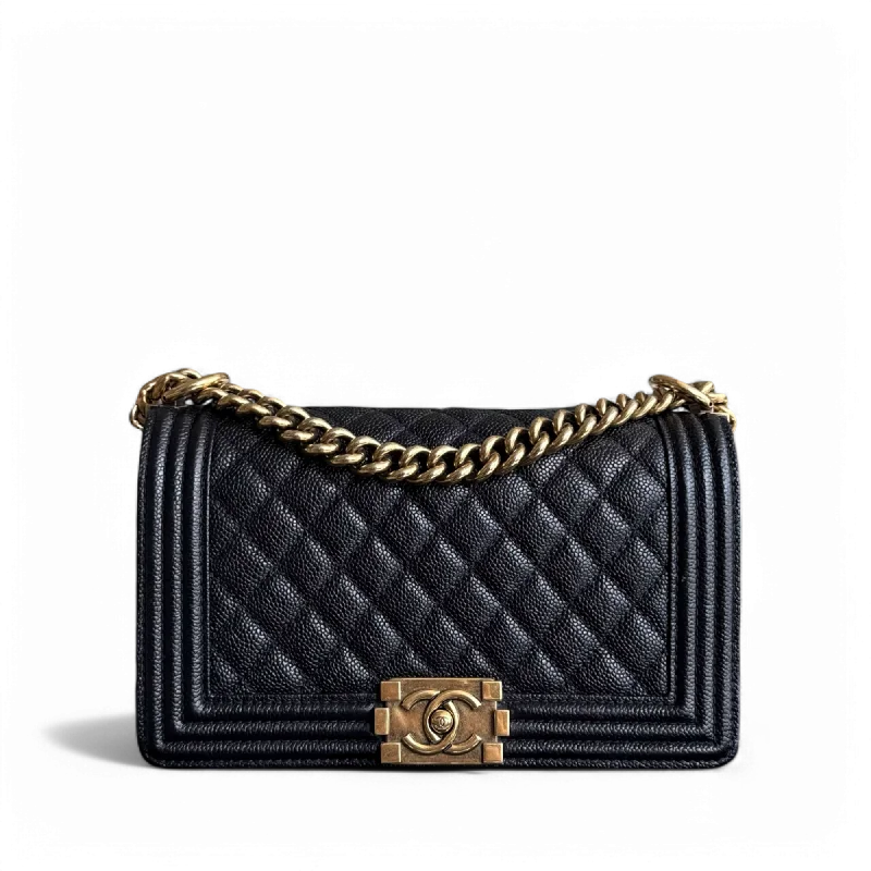 Affordable designer bag dupesChanel Boy Medium - Caviar 25CM Quilted Black Ruthenium Gold Hardware Series 20