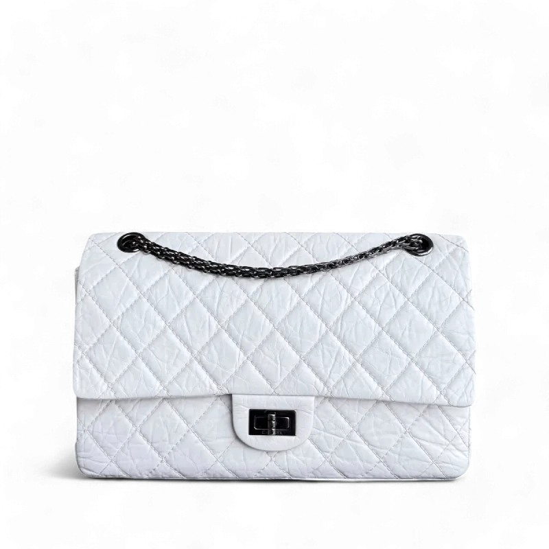 Luxury brand bags on saleChanel 2.55 Reissue 226 - 28CM Quilted Calfskin White Black Hardware Series 12