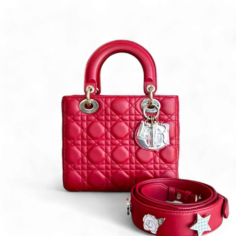 Large capacity travel bagsDior Lady Small Cannage Lambskin Red Golden Hardware