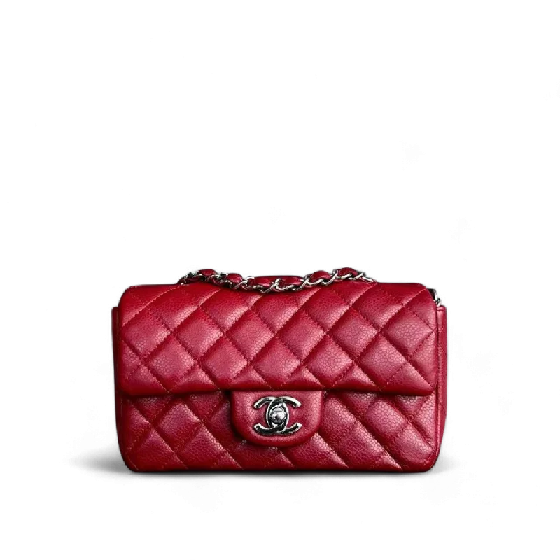 Large capacity travel bagsChanel Classic Flap Mini - Caviar 20CM Quilted Dark Red Silver Hardware Series 17